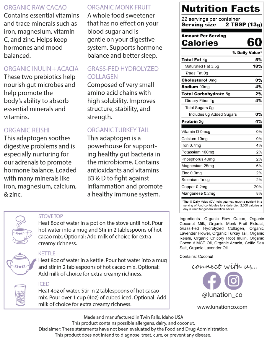 Lavender | Menstrual Phase 1 | Hormone Hot Chocolate